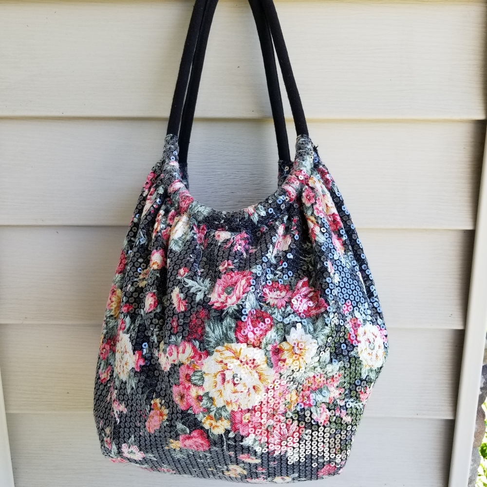 Beautiful Sequins Floral Hobo Bag - Picture 1 of 4